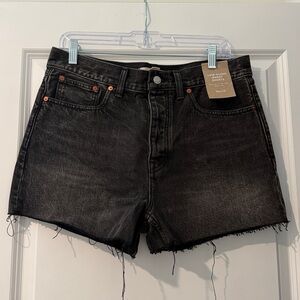 Madewell Black Low Slung Baggy Denim Jean Shorts